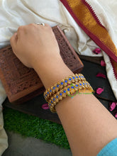 Kada Kundan Bangle -Blue Matt-G4830